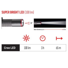 Žibintuvėlis, atsparus drėgmei IP65, ULTIBRIGHT 50, CREE LED, 100lm, 1xAAA, EMOS