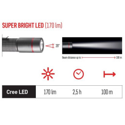 Žibintuvėlis, atsparus drėgmei IP65, ULTIBRIGHT 60, CREE LED, 170lm, 1xAA, EMOS