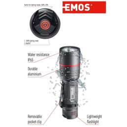 Žibintuvėlis, atsparus drėgmei IP65, ULTIBRIGHT 70, CREE LED, 340lm, 3xAAA, EMOS