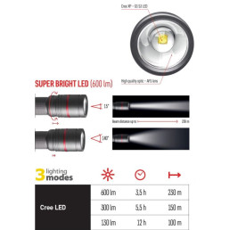 Žibintuvėlis, atsparus drėgmei IP65, ULTIBRIGHT 80, CREE LED, 600lm, įkraunamas 2600mA, EMOS