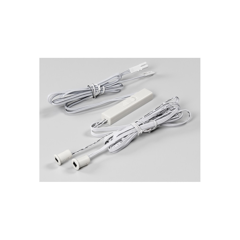 LED jungiklis 12-24V 4A, ON-OFF, du jutikliai, įleidžiamas, plastikinis, baltas, skirtas valdyti durelių/ rankos judesiu