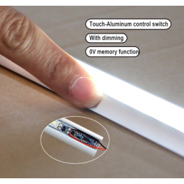 LED juostos valdiklis montuojamas į profilį 12-24Vdc 3A ON-OFF-DIMM, valdomas lietimu per aliuminį profilį