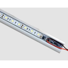 LED juostos valdiklis montuojamas į profilį 12-24Vdc 3A ON-OFF-DIMM, valdomas lietimu per aliuminį profilį
