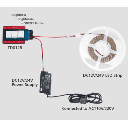 LED valdiklis 12-24V 4A, ON-OFF-DIM, lietimui jautrus per veidrodžio stiklą, su piktogramomis