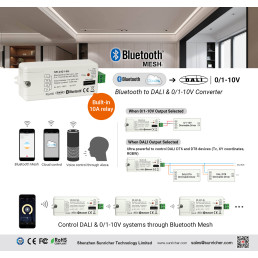 Apšvietimo valdymo signalo keitiklis Bluetooth TUYA - DALI/ 0-10V, Sunricher