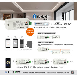 Apšvietimo valdymo signalo keitiklis Bluetooth TUYA - DALI/ 0-10V, Sunricher