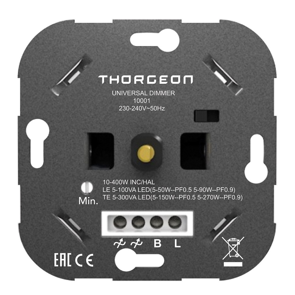 Reguliatorius šviesai 230V 10-400W TRIAC, valdomas rankenėle, THORGEON