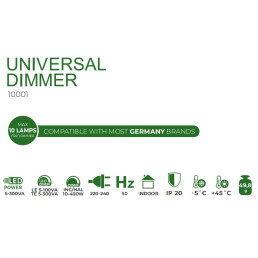 Reguliatorius šviesai 230V 10-400W TRIAC, valdomas rankenėle, THORGEON