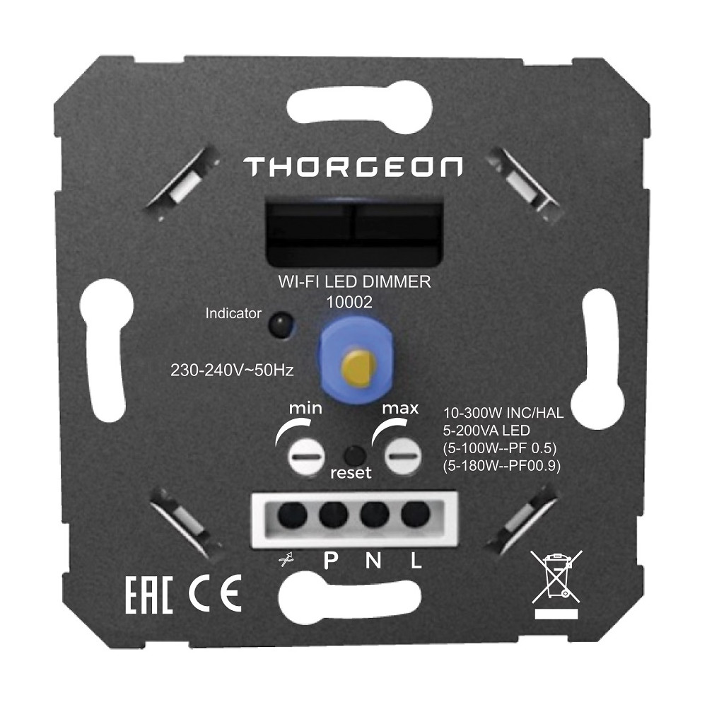 Reguliatorius šviesai 230V 5-300W TRIAC, valdomas rankenėle ir WiFi, THORGEON