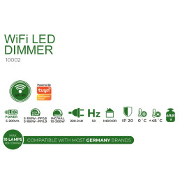 Reguliatorius šviesai 230V 5-300W TRIAC, valdomas rankenėle ir WiFi, THORGEON