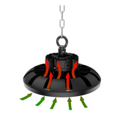 Sandėlio šviestuvas Sapphire 100W, neutraliai balta 230Vac, 15000lm, IP65, IK08, juodas, valdomas 1-10V