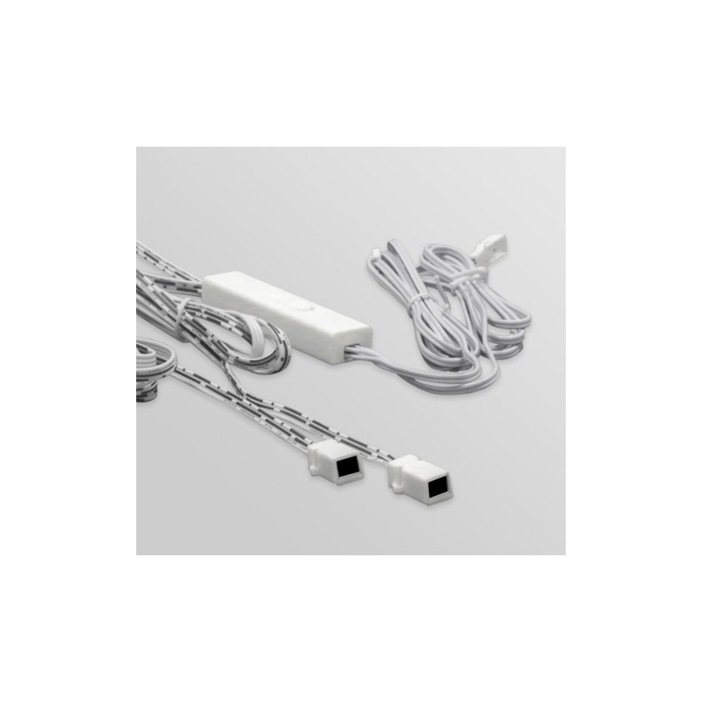 LED jungiklis 12-24V 4A, ON-OFF, du jutikliai, paviršinis, plastikinis, baltas, skirtas valdyti durelių/ rankos judesiu