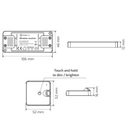 Bevielis judesio jutiklis 12-24Vdc, 8A, pritemdymo funkcija, valdiklis + PIR siųstuvas, baltas, Design Light