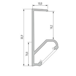 Profilis aliuminis anoduotas, Q18, juodas, 18mm baldinei prokštei, 3m, LUMINES