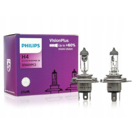 Lemputės H4 12V 55W VisionPlus +60% PHILIPS, 2 vnt.