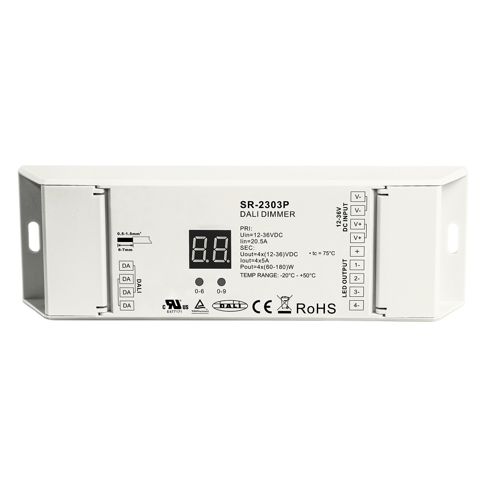 LED valdiklis DALI, RGBW / CCT / MONO, 4x5A 12-36Vdc, Sunricher