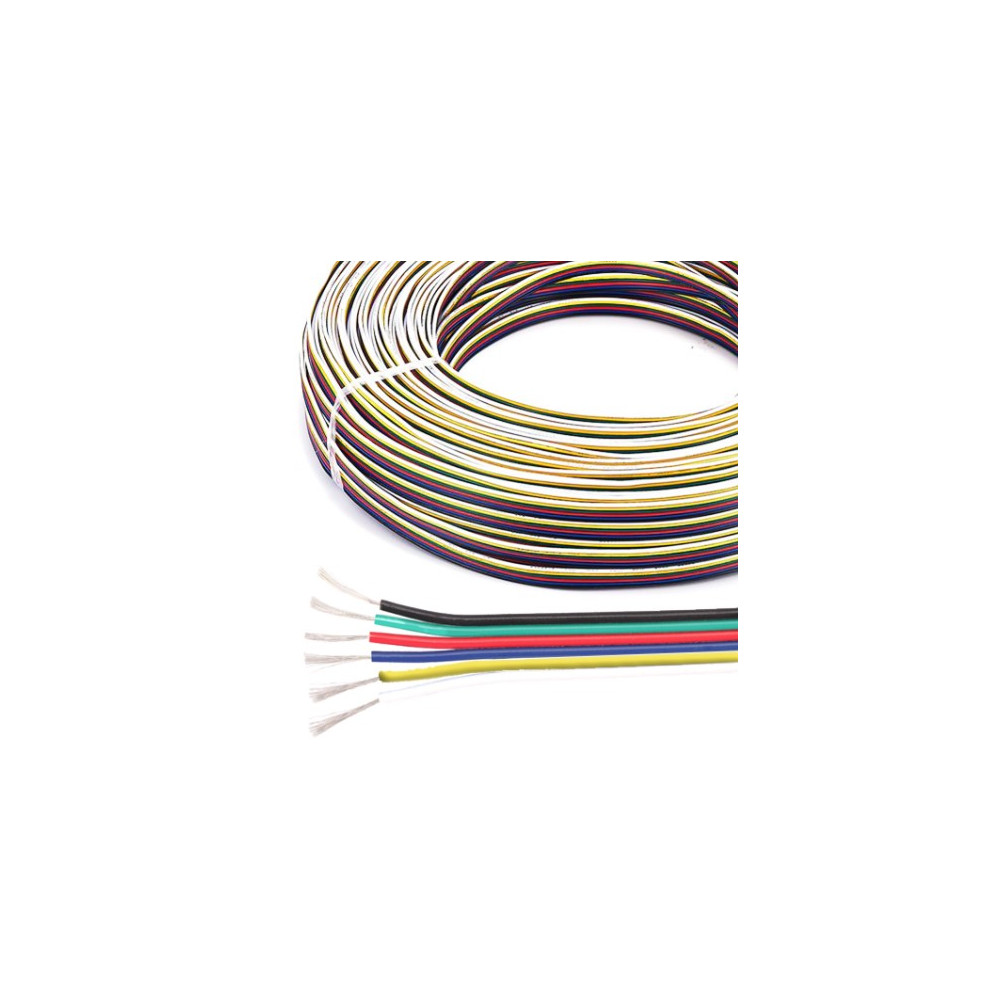 Kabelis plokščias 6x0.3mm² GRBWBLY, spalvotas LED RGB +W +WW CCT juostai