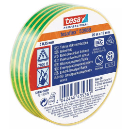 Izoliacinė juosta tesaflex 53988, 19mmx0.15mmx20m, geltona/ žalia, TESA