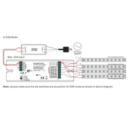 LED valdiklis DIM / RGBW / CCT, TUYA Wi-Fi, + Perfect RF, 12-24V 5x4A, Sunricher