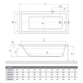 Vonia Roth Kubic Neo 170 x 75 cm balta