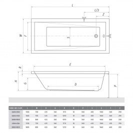 Aklilinė vonia Kubic Neo Slim 1700x750 mm balta