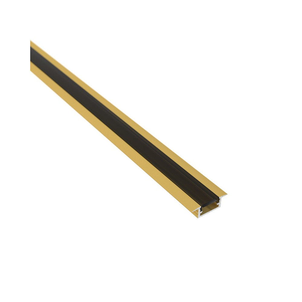 Profilis aliuminis aukso sp. Anoduotas, LED juostoms, su juodu dangteliu, įleidžiamas INLINE MINI XL 2m