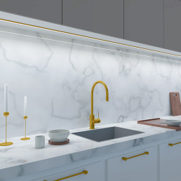 Profilis aliuminis aukso sp. Anoduotas, LED juostoms, su juodu dangteliu, įleidžiamas INLINE MINI XL 2m