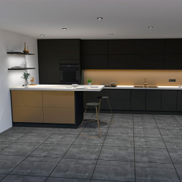 Profilis aliuminis aukso sp. Anoduotas, LED juostoms, su juodu dangteliu, įleidžiamas INLINE MINI XL 2m