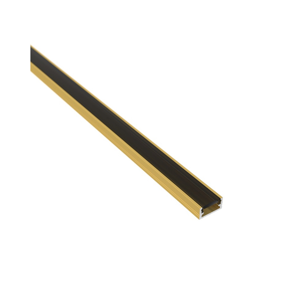 Profilis aliuminis aukso sp. anoduotas, LED juostoms, su juodu dangteliu, paviršinis LINE MINI 2m