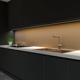 Profilis aliuminis aukso sp. anoduotas, LED juostoms, su juodu dangteliu, paviršinis LINE MINI 2m