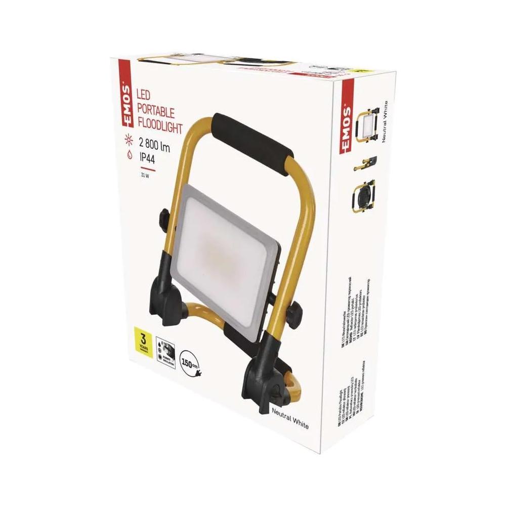 Nešiojamas darbinis šviestuvas su rankena, 230Vac, 31W, 2800lm, IP44, 4000K neutraliai balta