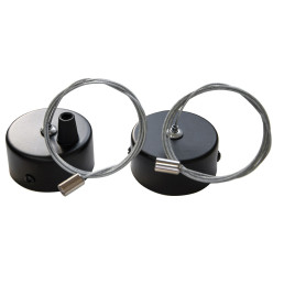 Šviestuvo RAGGIO pakabinimo trosų komplektas su laikiklių gaubtais, juodas, 2vnt., ORO