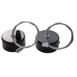 Šviestuvo RAGGIO pakabinimo trosų komplektas su laikiklių gaubtais, juodas, 2vnt., ORO