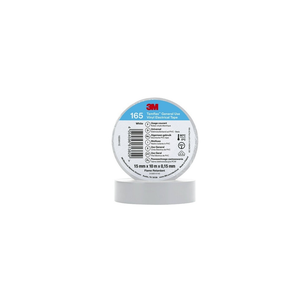 Izoliacinė juosta Temflex™ 165 15mmx0.15mmx10m, balta, 3M
