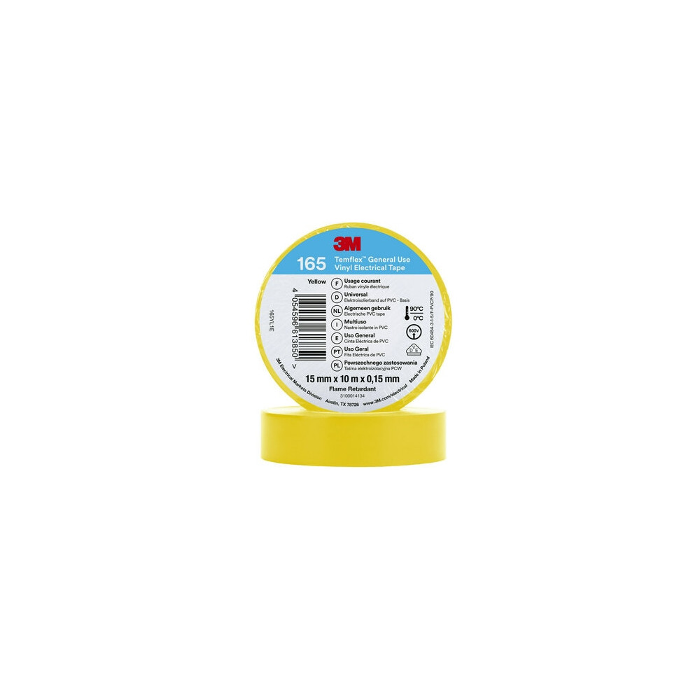 Izoliacinė juosta Temflex™ 165 15mmx0.15mmx10m, geltona, 3M