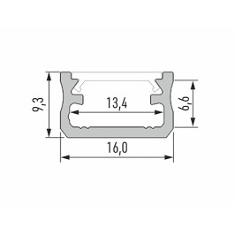 Profilis aliuminis anoduotas baltas LED juostoms paviršinis, A, 2.02m LUMINES