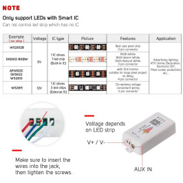 LED skaitmeninės juostos valdiklis 5-24V, Bluetooth, reguojantis į garsą, 960 PIX