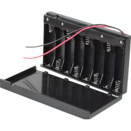 Baterijų laikiklis 8xAA,R6 150mm su laidais ir jungikliu
