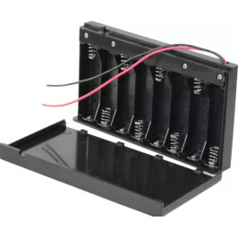 Baterijų laikiklis 8xAA,R6 150mm su laidais ir jungikliu