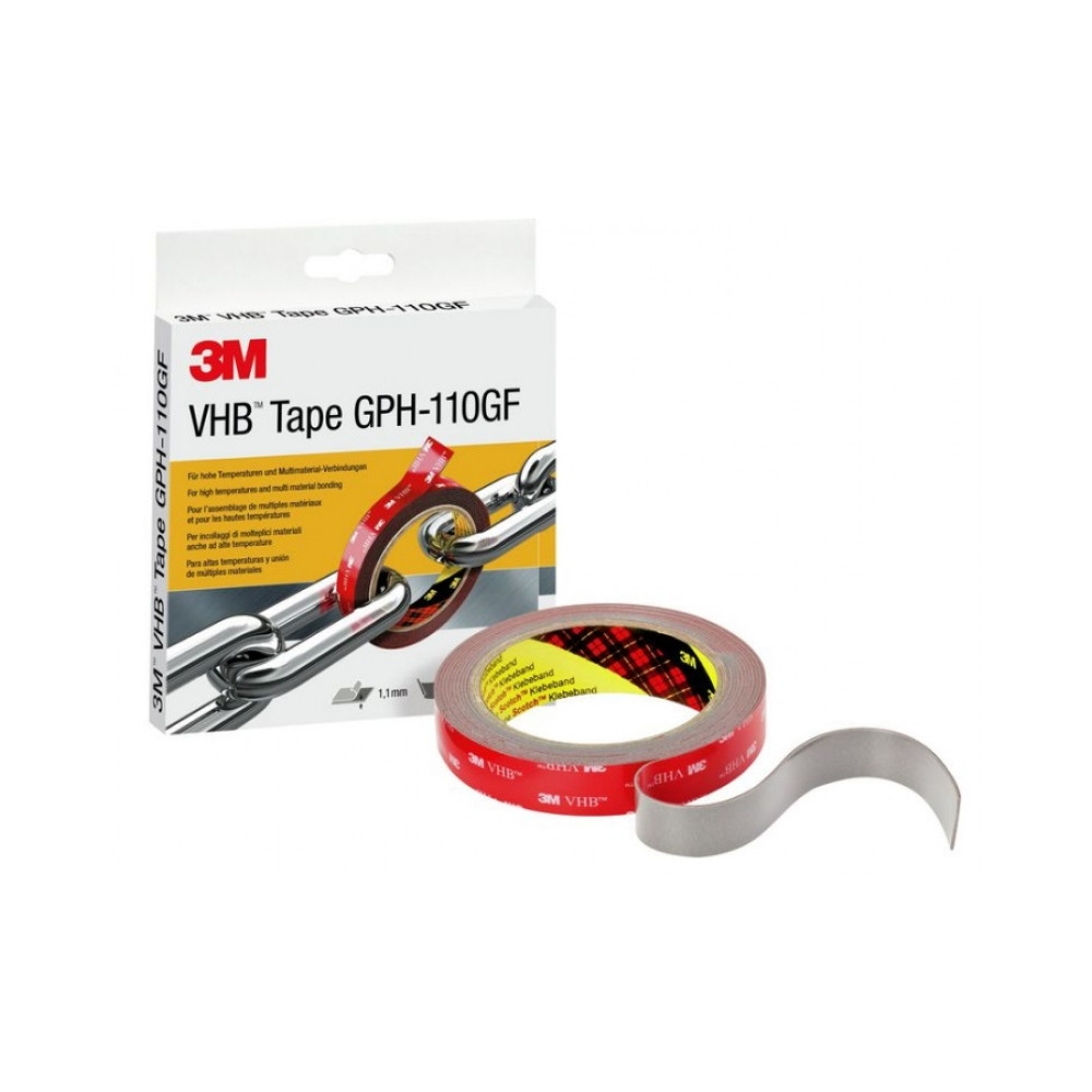 Dvipusės lipnios juostos VHB GPH-110GF 12mm x 1.1mm x 4.5m komplektas, pilka, 3M
