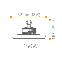Sandėlio šviestuvas HALO, 230Vac 150W, 210lm/ W 4000K, 31 500lm, IP65, IK08, juodas