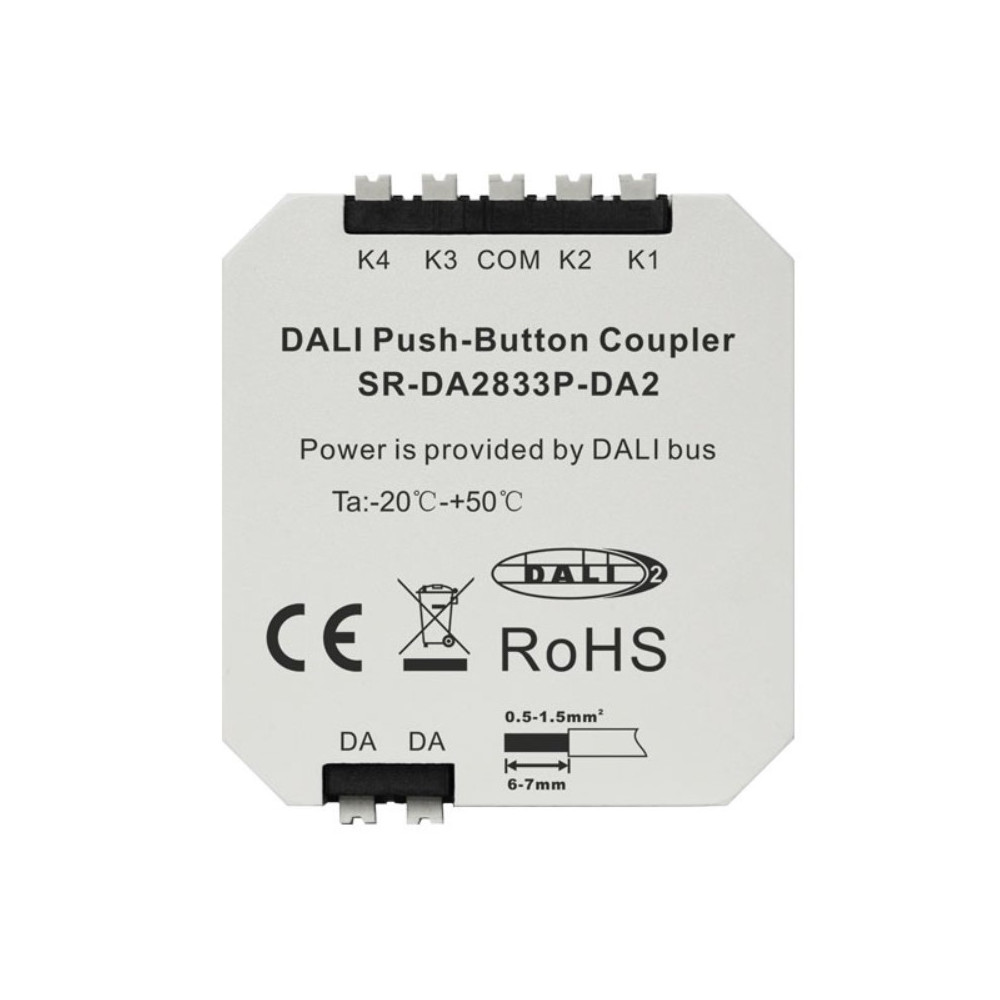 DALI sistemos valdiklis su 4 mygtukų įėjimais