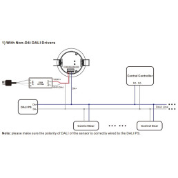 DALI sistemos judesio ir apšvietos jutiklis 12V/ 24V/ 36V, įleidžiamas, mikrobangų