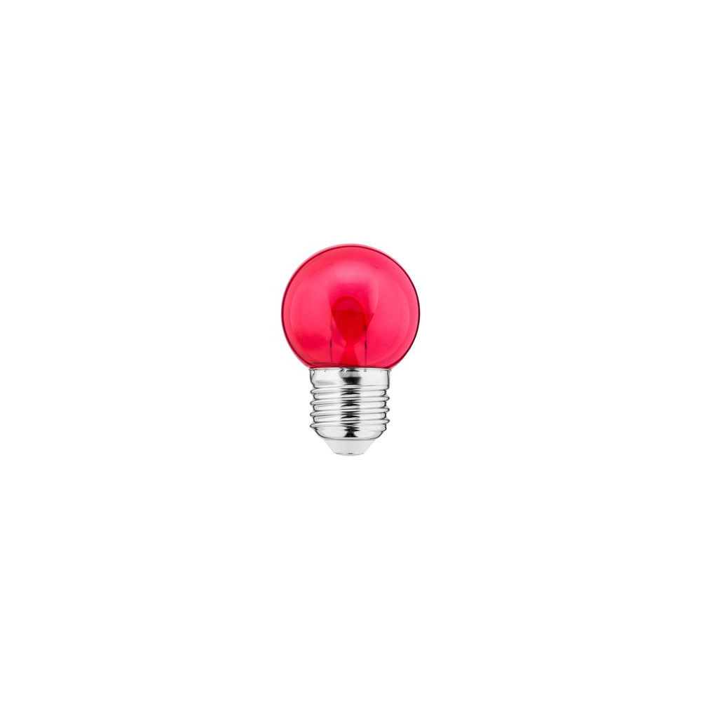Lemputė LED E27, 230V, 1W, G45, 10lm, raudona, FILAMENT U, PC skaidri