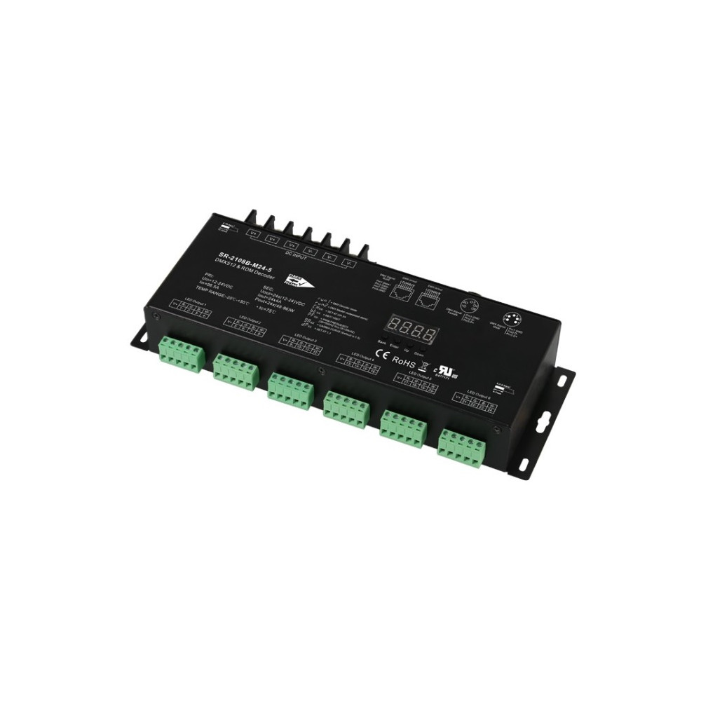 Apšvietimo valdiklis DMX512, RDM, XLR 5pin, RJ45, 24x4A, Sunricher