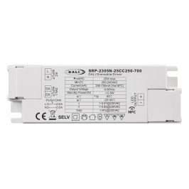 Impulsinis srovės šaltinis LED 25W, 6-58Vdc, 250-700mA, valdomas PUSH-DIM, DALI-2 su NFC nustatymu, PFC, Sunricher