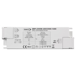 Impulsinis srovės šaltinis LED 45W, 6-58Vdc, 500-1400mA, valdomas PUSH-DIM, DALI-2 su NFC nustatymu, PFC, Sunricher