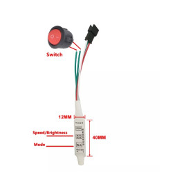 LED skaitmeninių juostų vienos spalvos valdiklis 5-24Vdc, WS2811, su išorinio jungiklio kontaktais