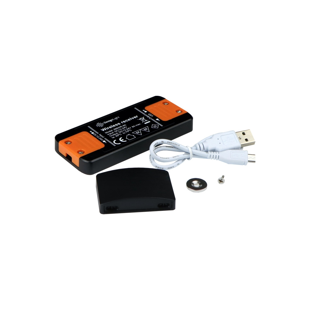 LED valdiklis su bevieliu, įkraunamu IR jutikliu 12-24Vdc, 8A, pritemdymo funkcija, juodas, Design Light