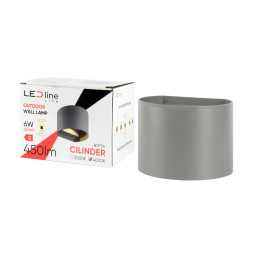 Sieninis lauko šviestuvas CILINDER, LED 2x3W, 3000K, IP54, reguliuojamo švietimo kampo, pilkas, LED line LITE